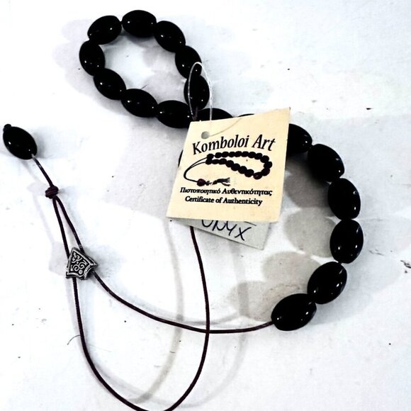 Greece NWT Onyx Komboloi Greek Worry beads  Gift for Roommate Stocking stuffer - Picture 1 of 4